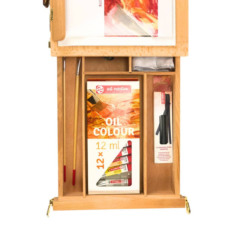 set iniciación al óleo con caballete y pintura art creation