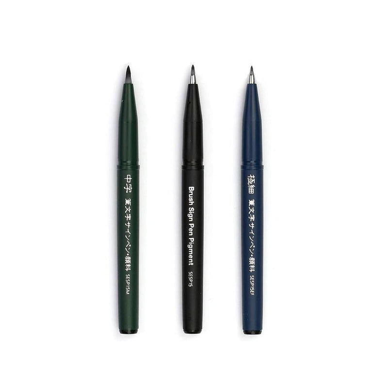 Conjunto de 3 marcadores de ponta de pincel preto Pentel