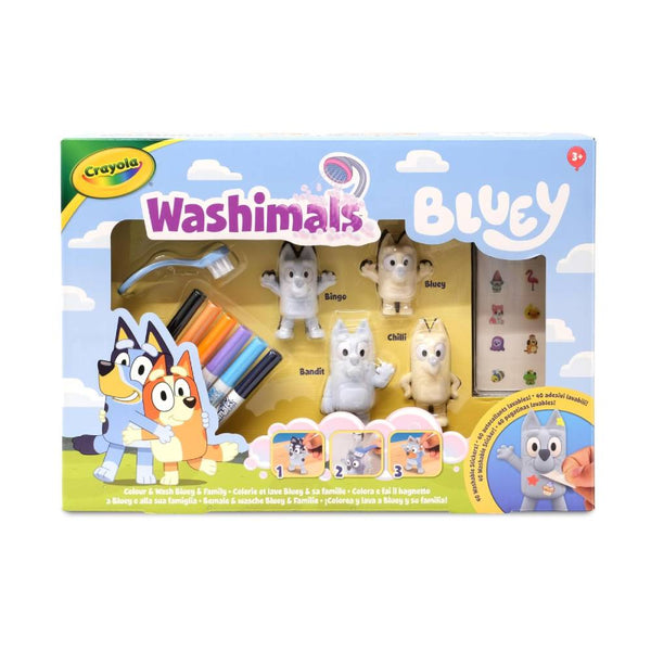 washimals bluey crayola set de 4 figuras para colorear con tinta lavabale