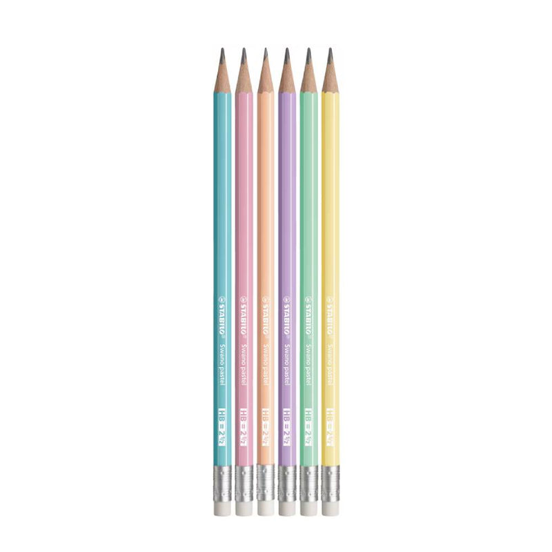 lapices de grafito swano pastel stabilo 6 unidades