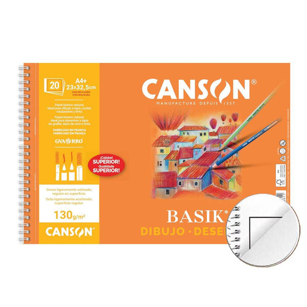 bloc de dibujo canson A4 hojas blancas con recuadro 130 gr