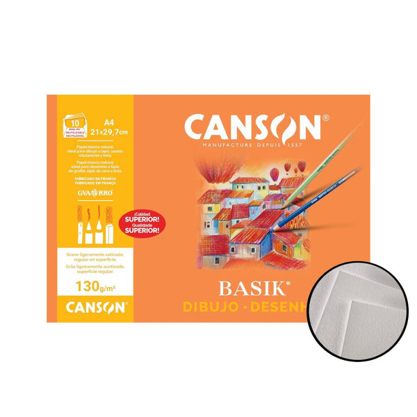 bloc de dibujo A4 papel liso con hojas sueltas canson