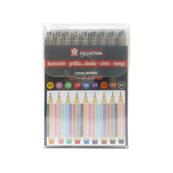 Conjunto de Canetas Marcadoras 9 Cores Pigma Micron 05 Sakura