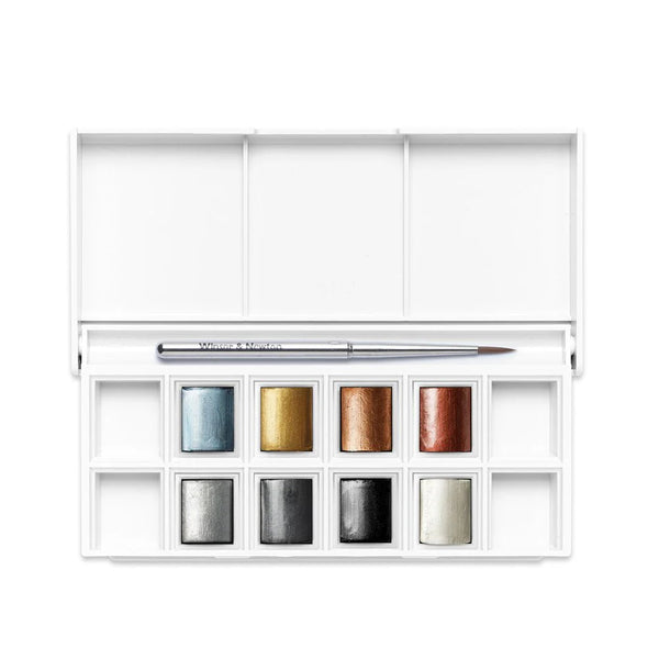 Caja de bolsillo Acuarelas 8 pastillas colores metálicos Cotman de Winsor & Newton