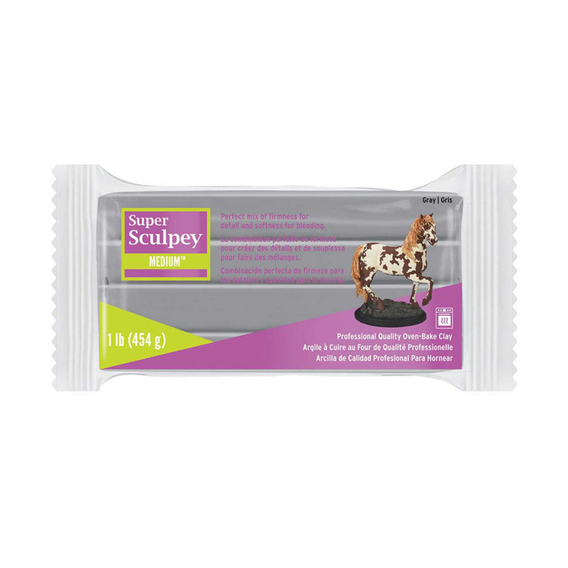 Pasta Modelar Super Sculpey Medium Blend Gris 454gr