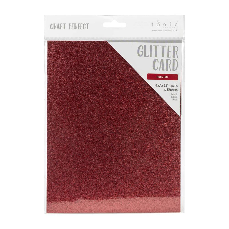 SET 5 cartulinas de purpurina roja A4