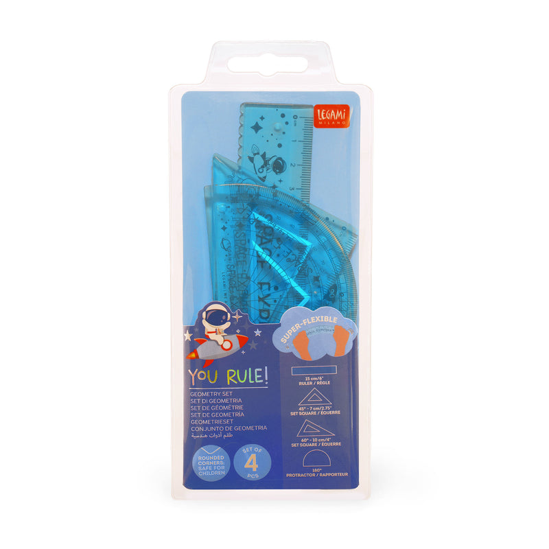 Set 4 Reglas Geométricas Mini Azul Legami