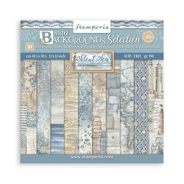 Bloc Scrapbooking 10 Hojas Backrounds Silent Sea Stamperia