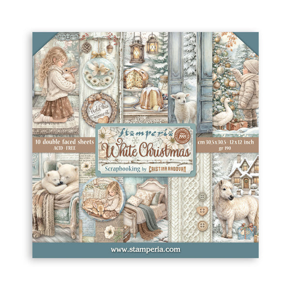 Bloc de Scrapbooking 10 hojas cm 30,5x30,5 (12x12) 2 caras - White Christmas