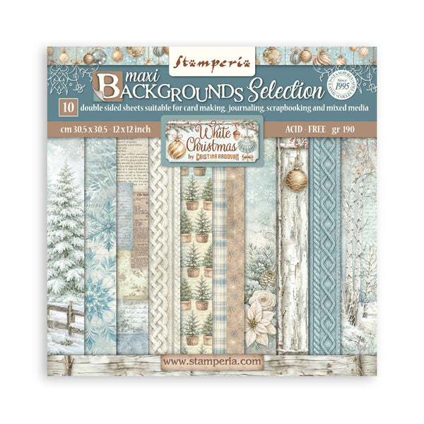 Bloc de Scrapbooking 10 hojas cm 30,5x30,5 (12x12) Backgrondas selection- White Christmas