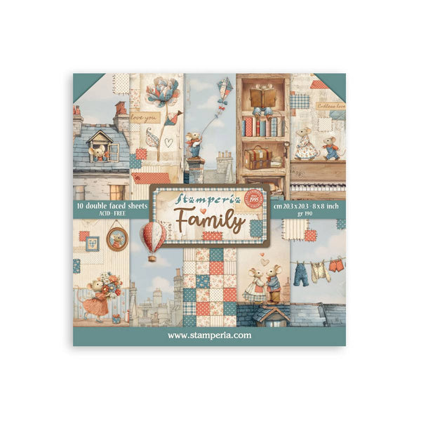 Set 10 papeles doble cara 20.3X20.3 Family
