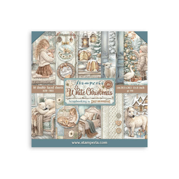 Bloc de Scrapbooking 10 hojas cm 20.3X20.3 (8X8) 2 caras - White Christmas