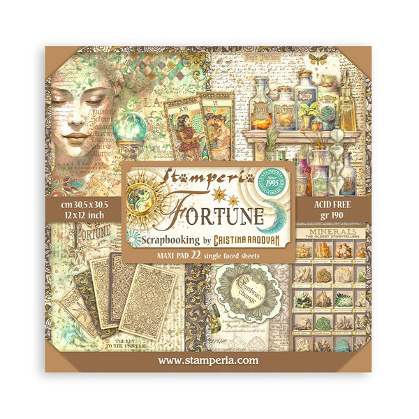 set 22 papeles de scrap a una cara fortune stamperia