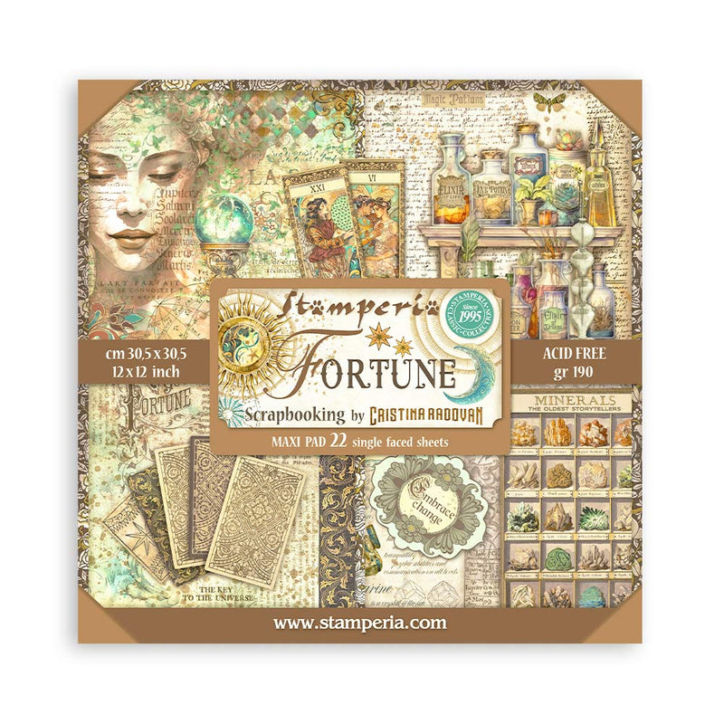 set 22 papeles de scrap a una cara fortune stamperia