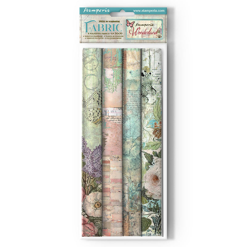 SET 4 HOJAS TELA 30x30 WONDERLAND