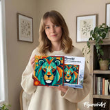 pintar por numeros 20x20cm leon art deco