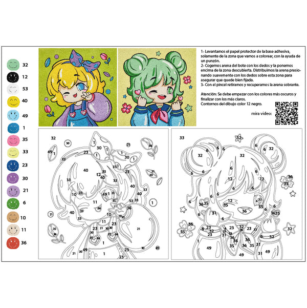 Kit Pintar con Arenas Kawaii Girls 2 Arenart