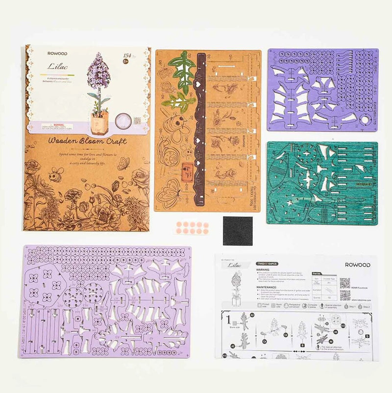 maqueta de madera 3D flor lila de la marca robotime