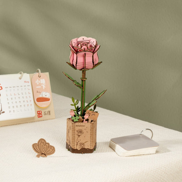 rompecabezas 3D robotime pink rose 