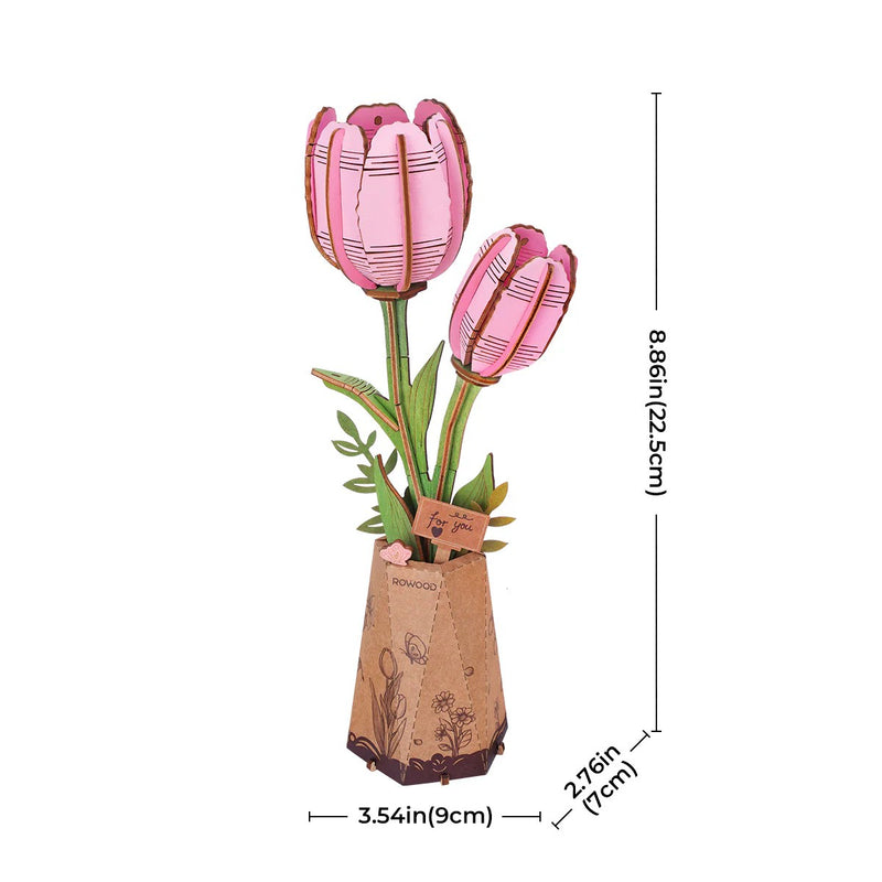 Maqueta Madera Tulipán Rosa Robotime