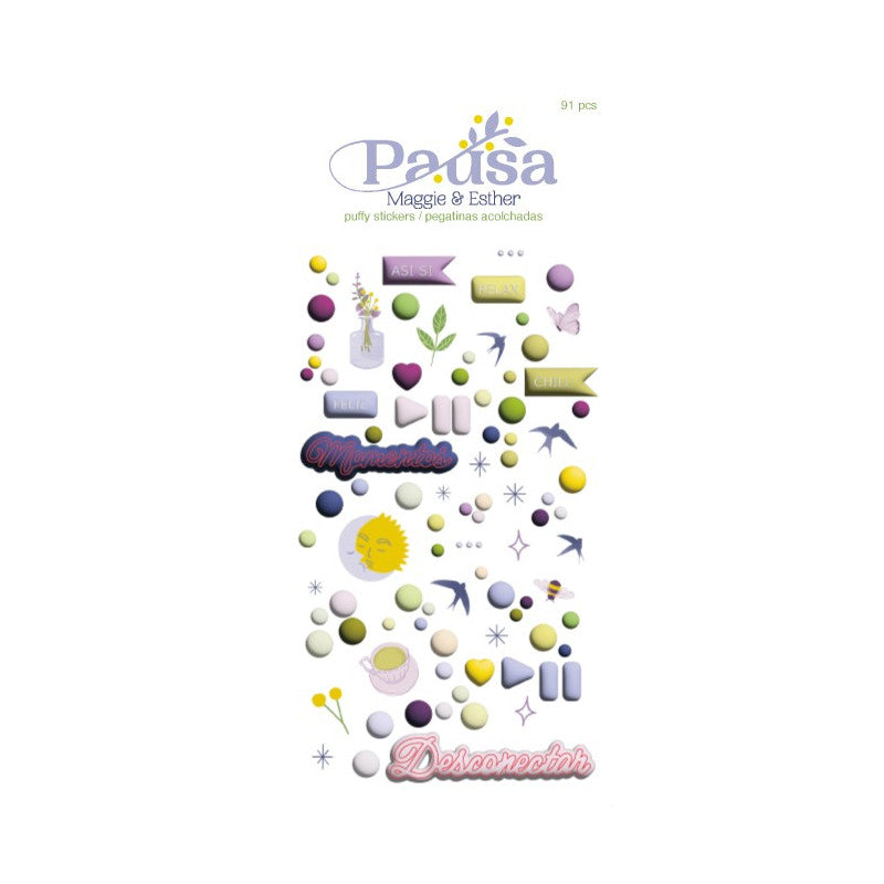 pegatinas puffy stickers pausa basic crea 91 unidades
