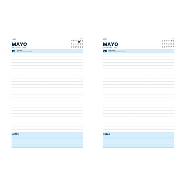 agenda escolar diaria A6 páginas oceans wave 2025 2026