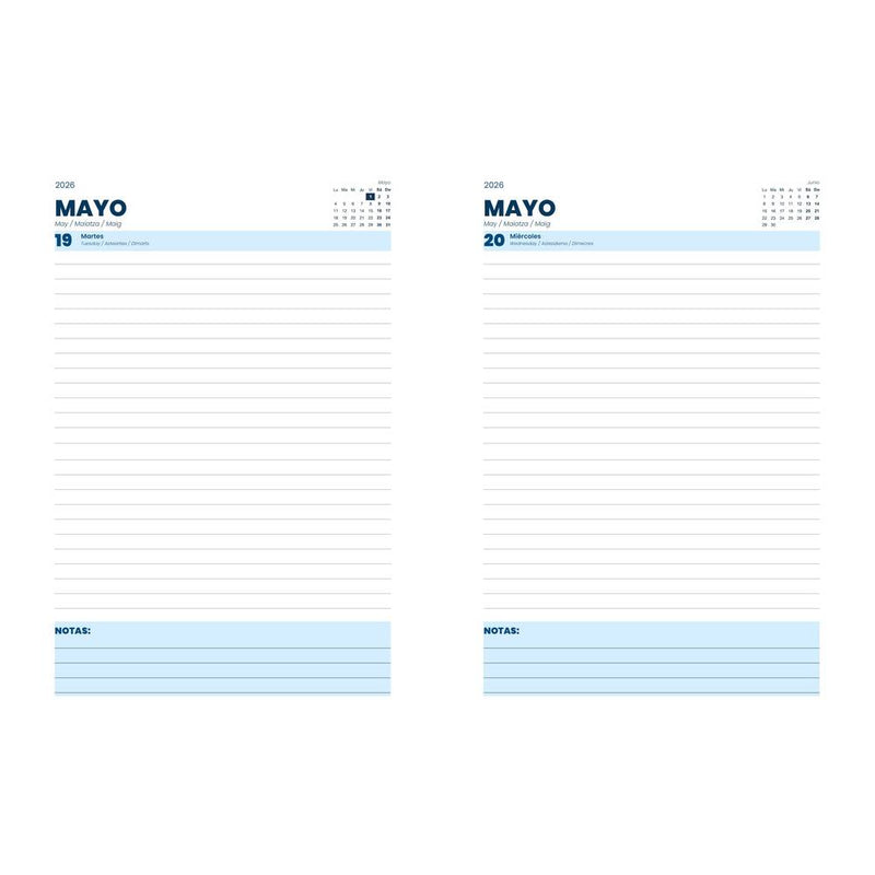 agenda escolar diaria A6 páginas oceans wave 2025 2026