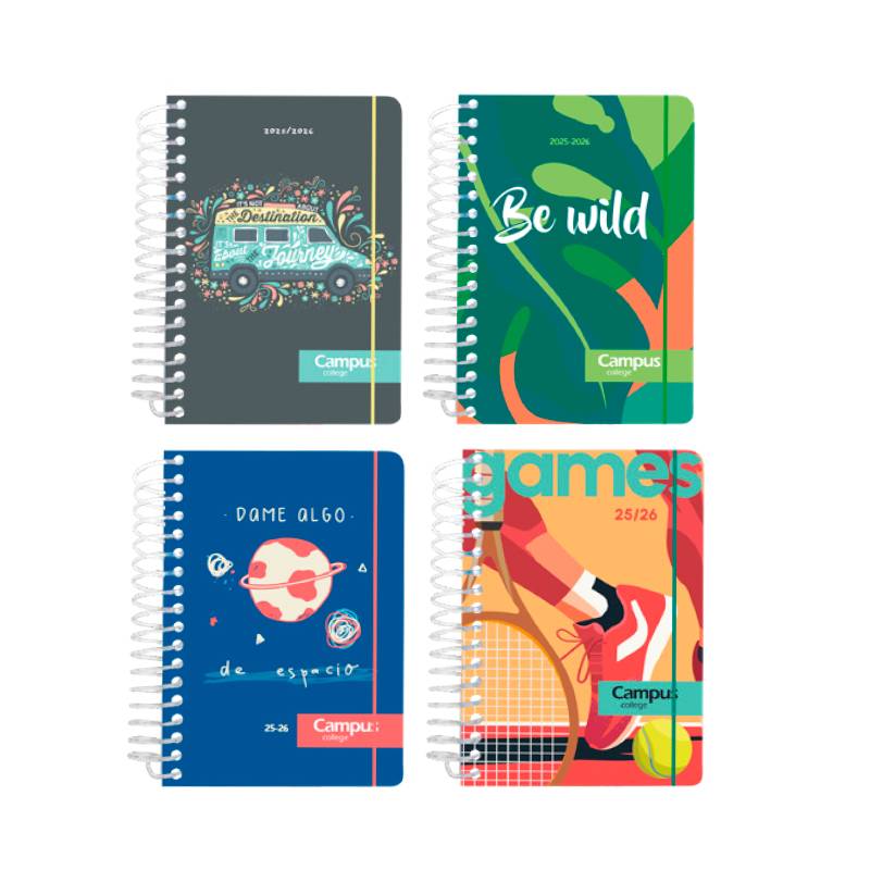 agenda escolar diaria A5 tapa dura campus diseño estándar