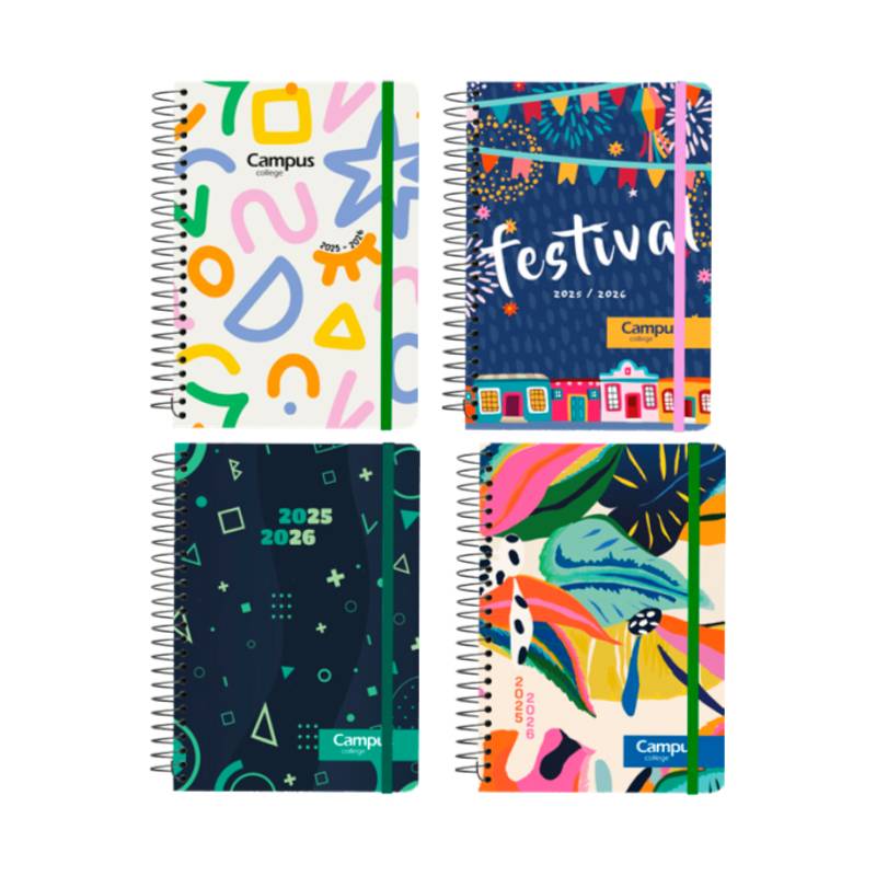 agenda escolar diaria A5 tapa flexible campus diseño fantasía