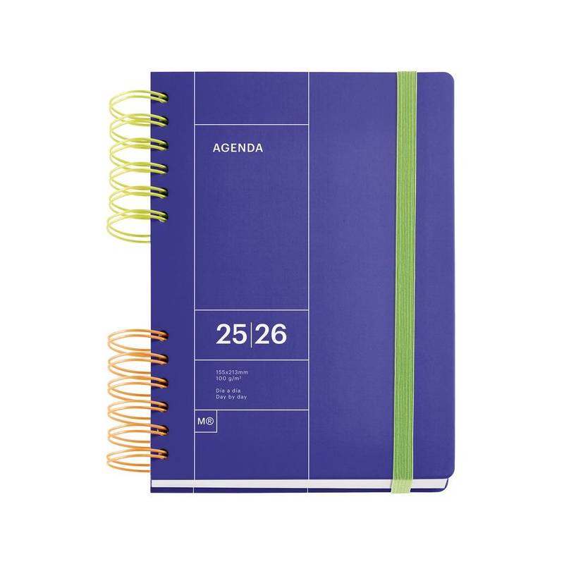 agenda escolar vista diaria azul con anillas 2025-2026