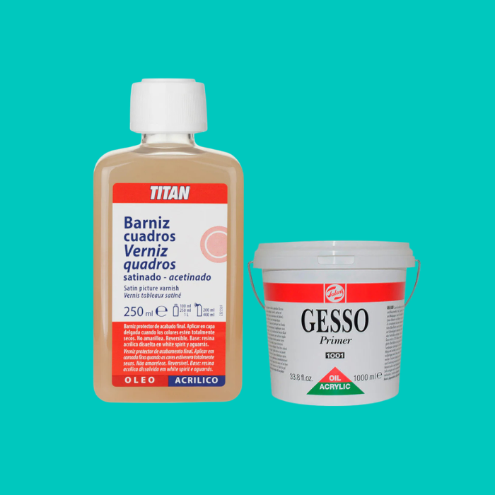 Gesso, medium y barniz  para preparar superficies acrílicas