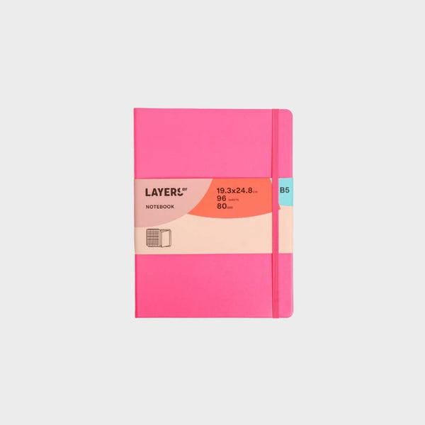 cuaderno cuadriculado rosa B5 layers of