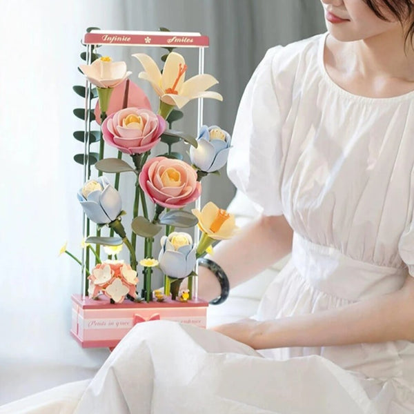 rompecabezas 3D set de flores con motor y luces LED robotime