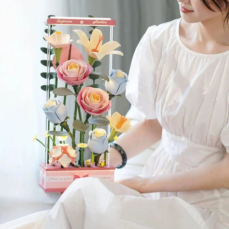 rompecabezas 3D set de flores con motor y luces LED robotime