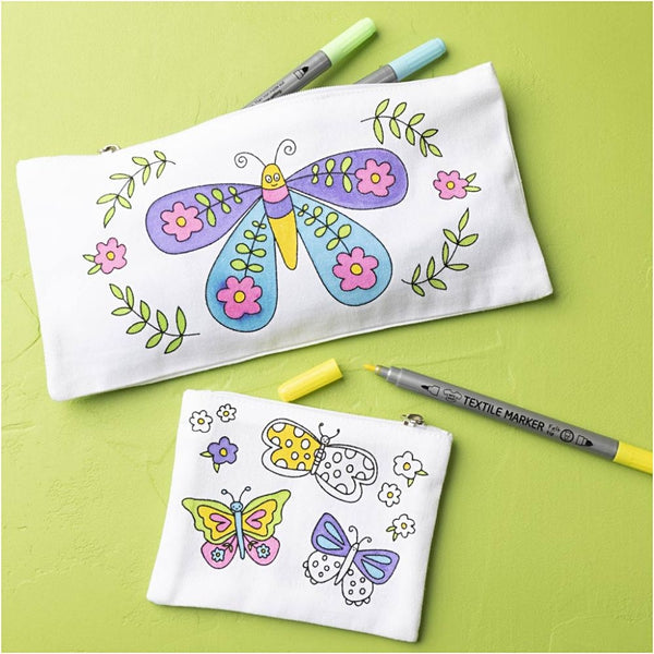 Estuche y cartera decorados con mariposas de colores Creativ