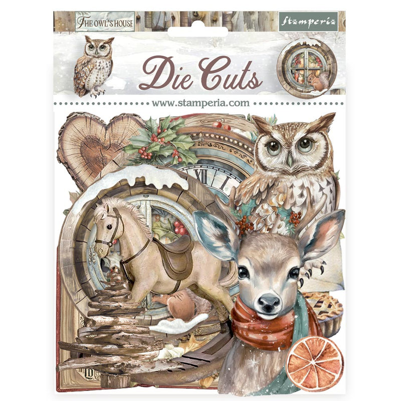 set de 41 die cuts navideños para scrapbooking the owl's house stamperia