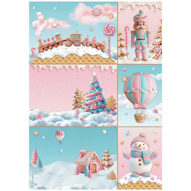 papel de arroz stamperia A4 candy christmas cartas