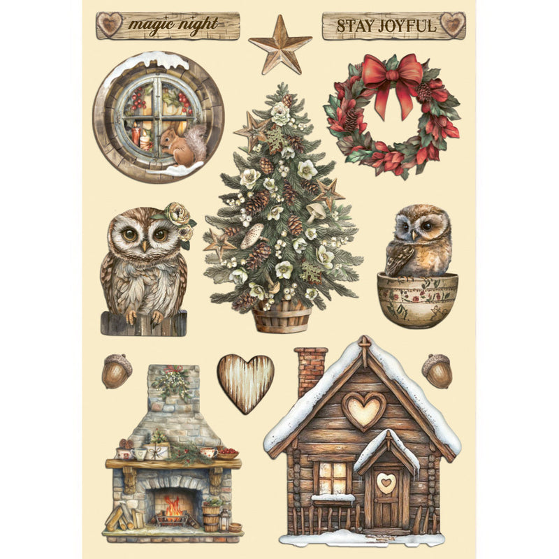figuras de madera navideñas A5 stamperia the owl's house