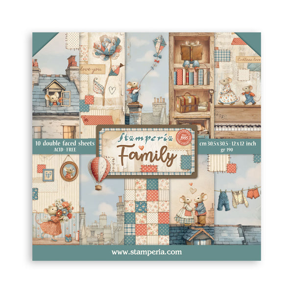 Set 10 papeles doble cara 30.5x30.5 Family