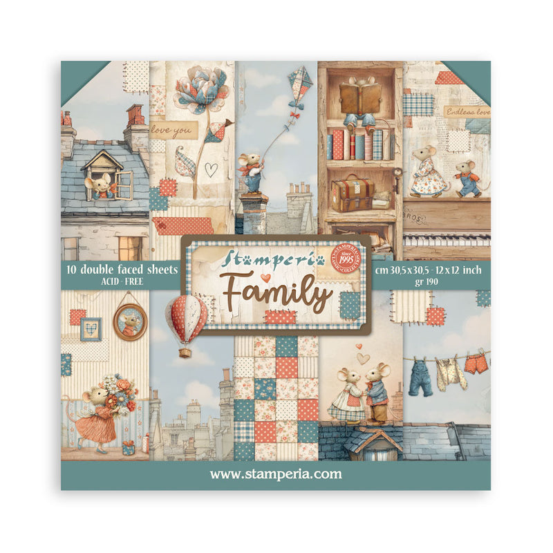 Set 10 papeles doble cara 30.5x30.5 Family