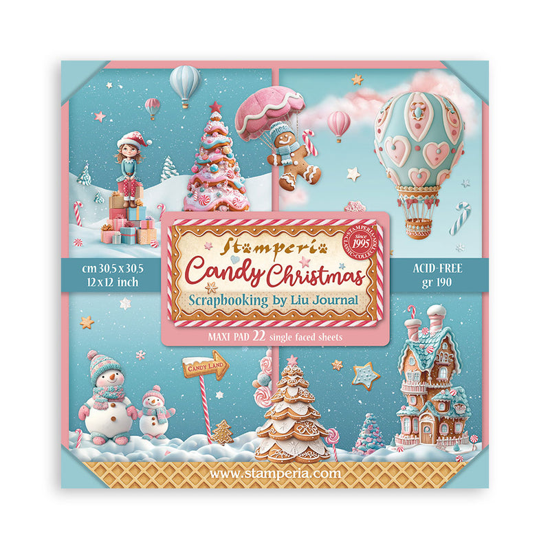 bloc de papeles de scrap navidad candy christmas 30,5 cm stamperia