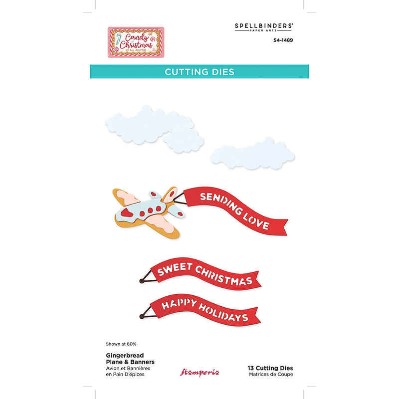 set troqueles en forma de avioneta navideña stamperia candy christmas