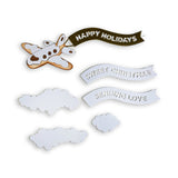 set de troqueles en forma de avión con pancarta stamperia candy christmas