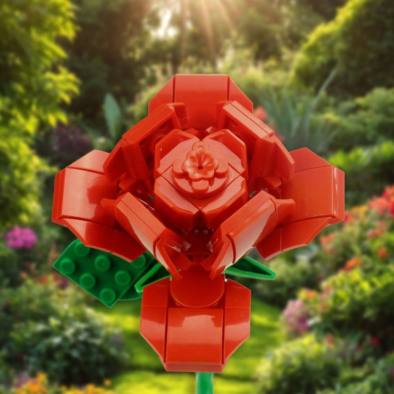 manualidad con bloques de construcción rosa roja science for you