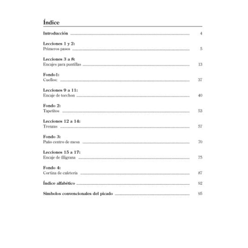 Libro encaje de bolillos, lecciones practicas