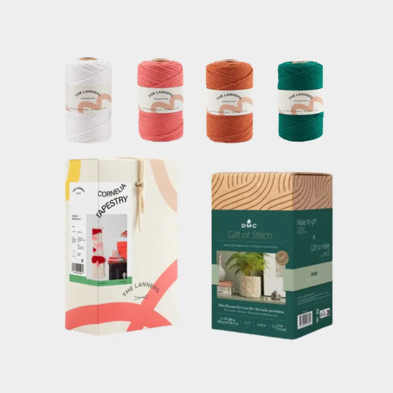 Macramé con nudos decorativos para crear pulseras, accesorios y tejidos combinando colores