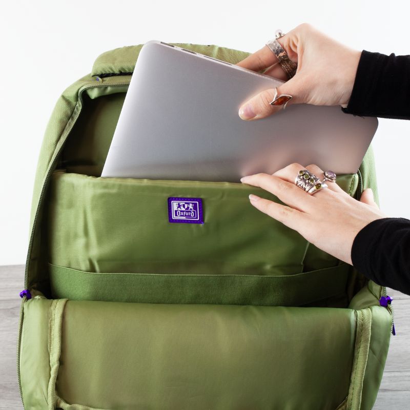 Mochila verde safari de la marca oxford bolsillo acolchado para pc y Tablet