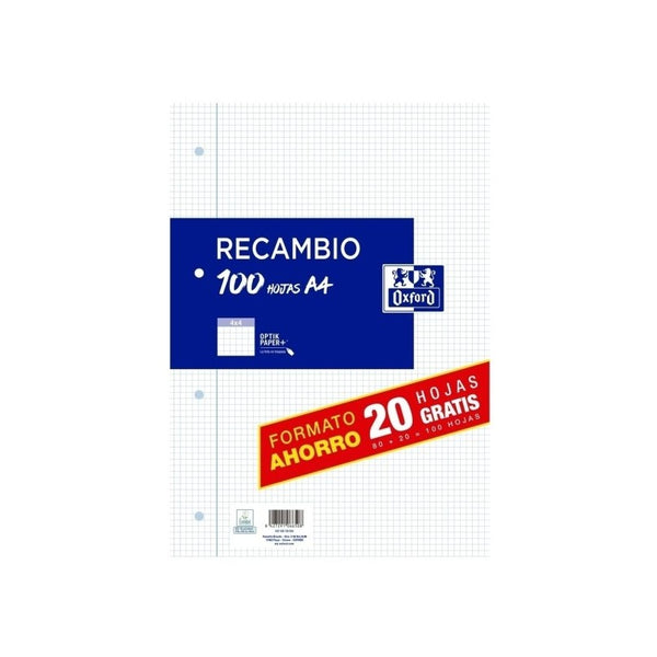 Hojas Cuadriculadas 100 ud A4 Oxford