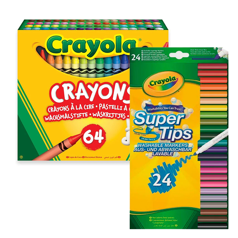 Pack Dibujo Crayola: 64 Ceras y 24 Rotuladores