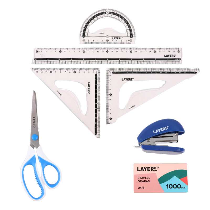 Pack de Reglas, Tijeras,  Grapadora – Layers Of
